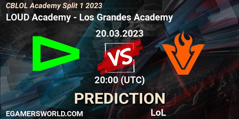LOUD Academy vs Los Grandes Academy: Betting TIp, Match Prediction. 20.03.2023 at 20:00. LoL, CBLOL Academy Split 1 2023