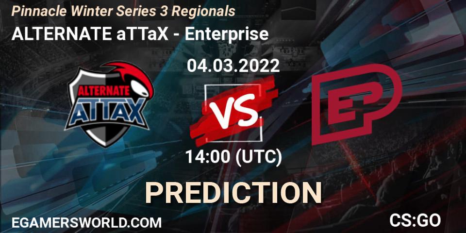 ALTERNATE aTTaX vs Enterprise: Betting TIp, Match Prediction. 04.03.2022 at 14:00. Counter-Strike (CS2), Pinnacle Winter Series 3 Regionals
