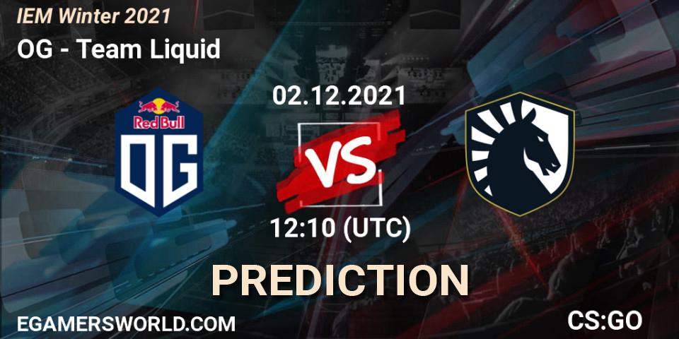 OG vs Team Liquid: Betting TIp, Match Prediction. 02.12.2021 at 13:55. Counter-Strike (CS2), IEM Winter 2021
