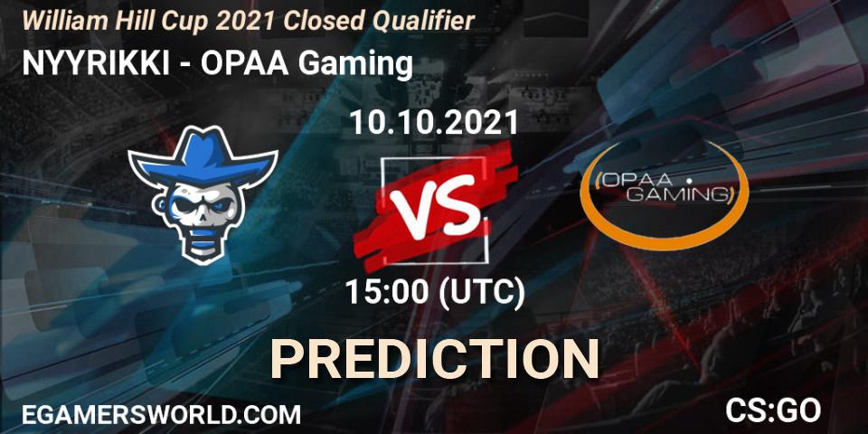 NYYRIKKI vs OPAA Gaming: Betting TIp, Match Prediction. 10.10.21. CS2 (CS:GO), William Hill Cup 2021 Closed Qualifier