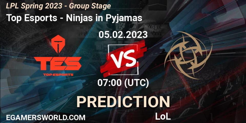 Top Esports vs Ninjas in Pyjamas: Betting TIp, Match Prediction. 05.02.23. LoL, LPL Spring 2023 - Group Stage