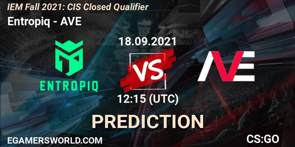 Entropiq vs AVE: Betting TIp, Match Prediction. 18.09.2021 at 12:15. Counter-Strike (CS2), IEM Fall 2021: CIS Closed Qualifier