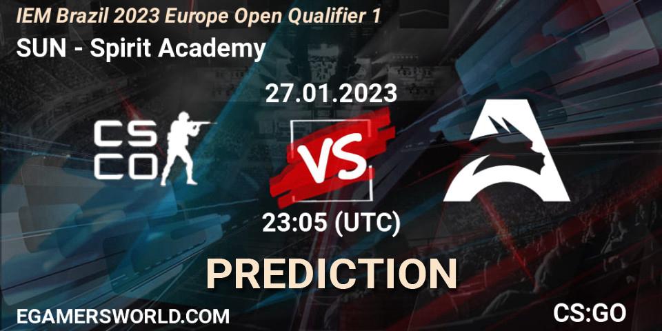 SUN vs Spirit Academy: Betting TIp, Match Prediction. 28.01.23. CS2 (CS:GO), IEM Brazil Rio 2023 Europe Open Qualifier 1