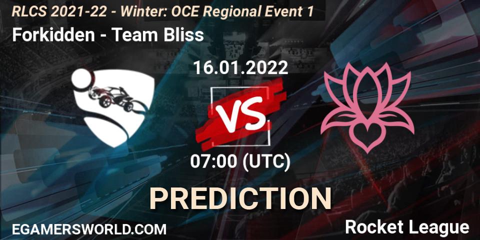 Forkidden vs Team Bliss: Betting TIp, Match Prediction. 16.01.22. Rocket League, RLCS 2021-22 - Winter: OCE Regional Event 1