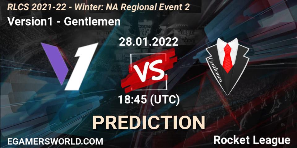 Version1 vs Gentlemen: Betting TIp, Match Prediction. 28.01.2022 at 18:45. Rocket League, RLCS 2021-22 - Winter: NA Regional Event 2