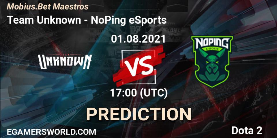 Team Unknown vs NoPing eSports: Betting TIp, Match Prediction. 01.08.2021 at 22:56. Dota 2, Mobius.Bet Maestros