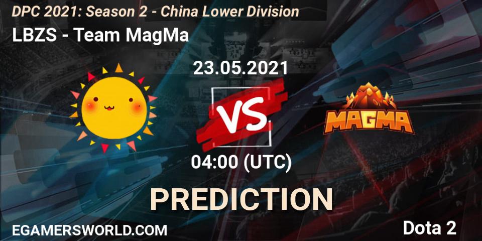 LBZS vs Team MagMa: Betting TIp, Match Prediction. 23.05.2021 at 03:56. Dota 2, DPC 2021: Season 2 - China Lower Division