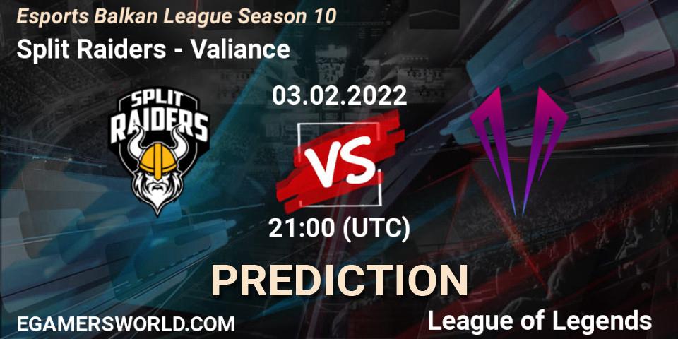 Split Raiders vs Valiance: Betting TIp, Match Prediction. 03.02.22. LoL, Esports Balkan League Season 10