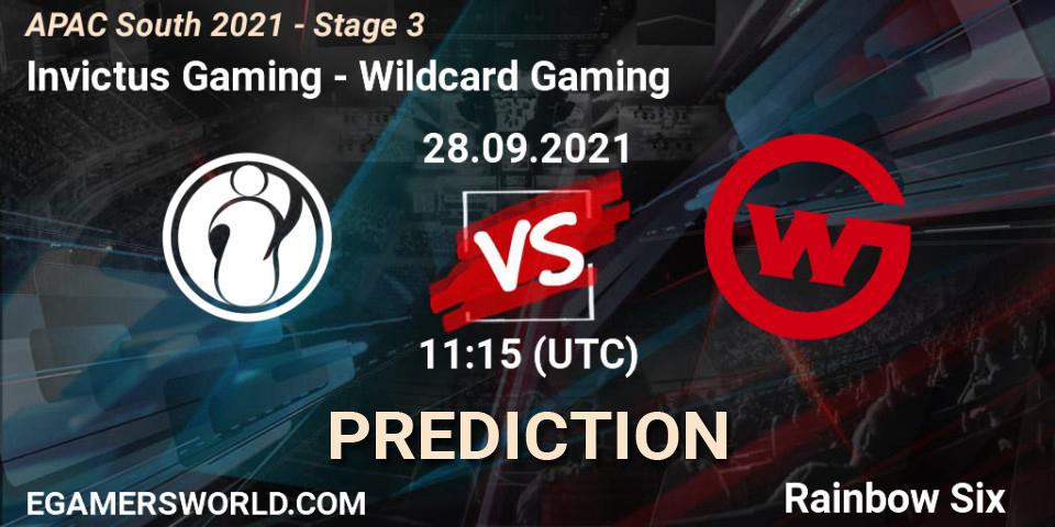 Invictus Gaming vs Wildcard Gaming: Betting TIp, Match Prediction. 28.09.2021 at 11:15. Rainbow Six, APAC South 2021 - Stage 3