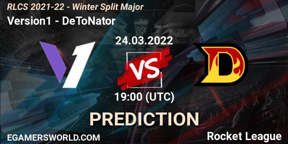 Version1 vs DeToNator: Betting TIp, Match Prediction. 24.03.2022 at 21:00. Rocket League, RLCS 2021-22 - Winter Split Major