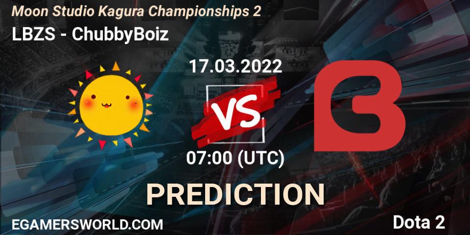 LBZS vs ChubbyBoiz: Betting TIp, Match Prediction. 17.03.2022 at 07:00. Dota 2, Moon Studio Kagura Championships 2