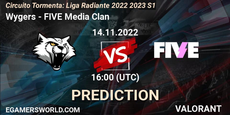 Wygers vs FIVE Media Clan: Betting TIp, Match Prediction. 14.11.2022 at 16:00. VALORANT, Circuito Tormenta: Liga Radiante 2022 2023 S1