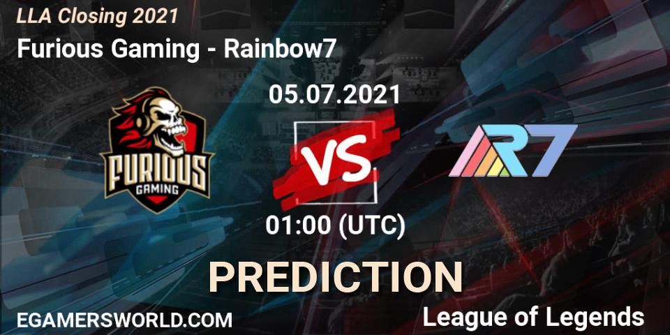 Furious Gaming vs Rainbow7: Betting TIp, Match Prediction. 05.07.21. LoL, LLA Closing 2021