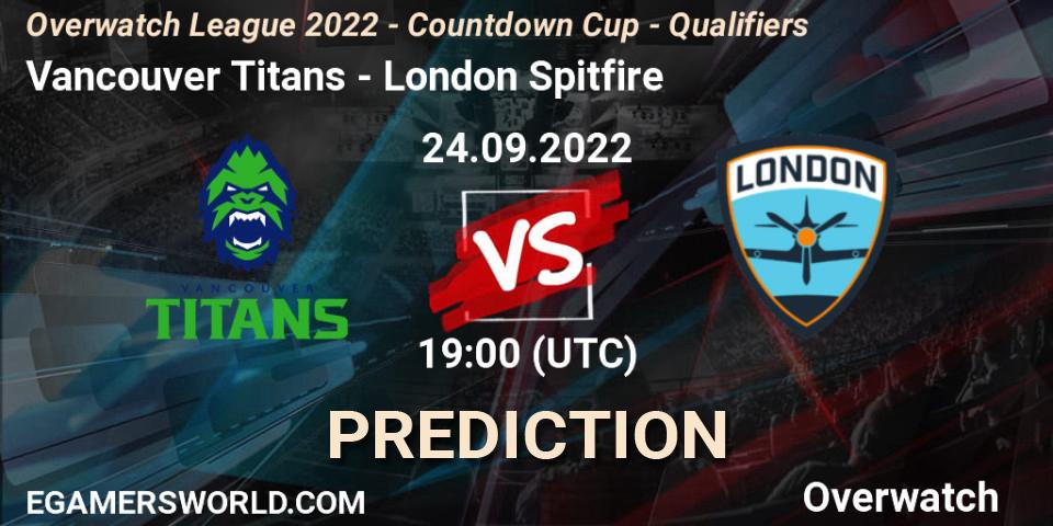 Vancouver Titans vs London Spitfire: Betting TIp, Match Prediction. 24.09.2022 at 19:00. Overwatch, Overwatch League 2022 - Countdown Cup - Qualifiers