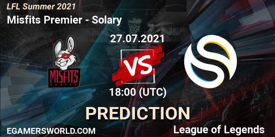 Misfits Premier vs Solary: Betting TIp, Match Prediction. 27.07.21. LoL, LFL Summer 2021