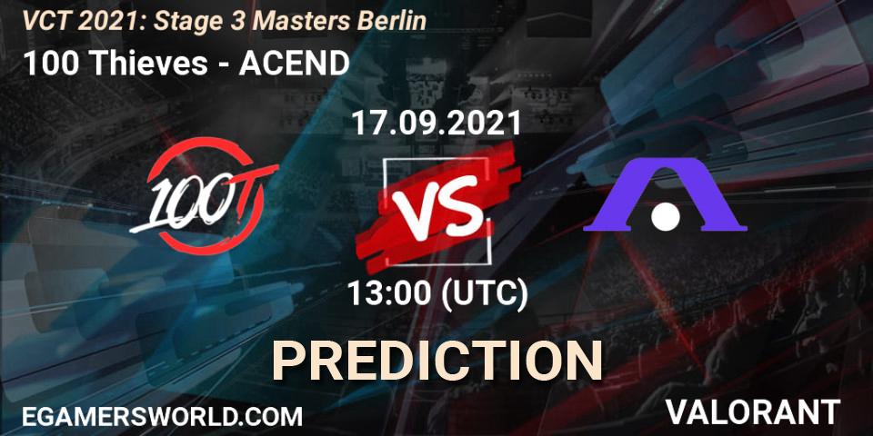 100 Thieves vs ACEND: Betting TIp, Match Prediction. 17.09.21. VALORANT, VCT 2021: Stage 3 Masters Berlin
