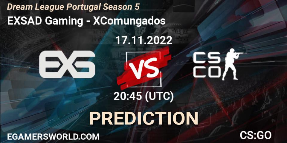 EXSAD Gaming vs XComungados: Betting TIp, Match Prediction. 17.11.2022 at 20:45. Counter-Strike (CS2), Dream League Portugal Season 5