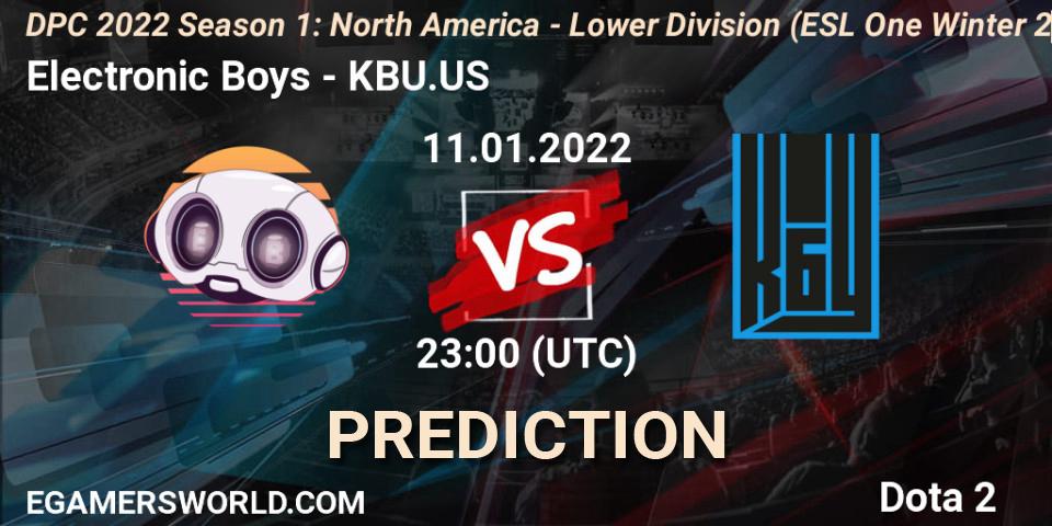 Electronic Boys vs KBU.US: Betting TIp, Match Prediction. 11.01.22. Dota 2, DPC 2022 Season 1: North America - Lower Division (ESL One Winter 2021)