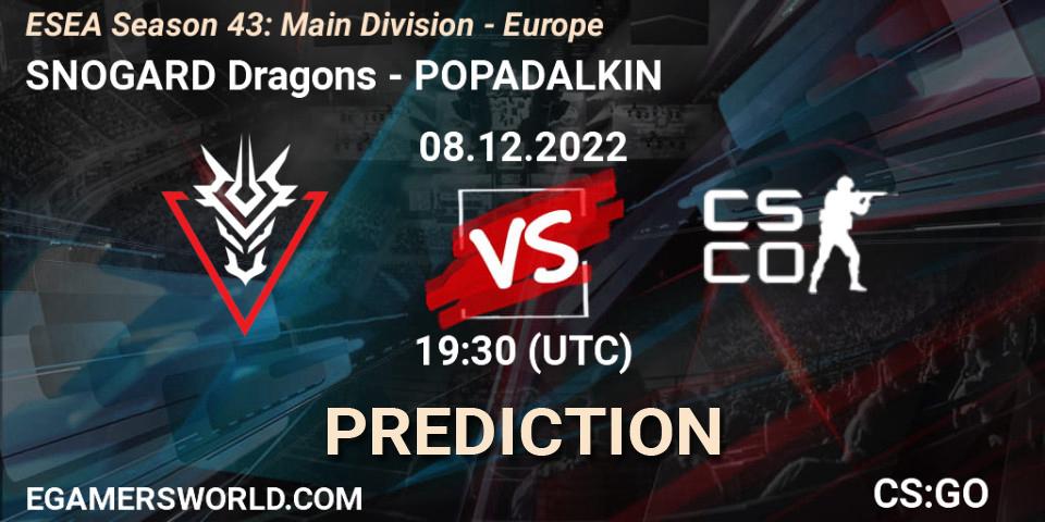 SNOGARD Dragons vs POPADALKIN: Betting TIp, Match Prediction. 08.12.22. CS2 (CS:GO), ESEA Season 43: Main Division - Europe