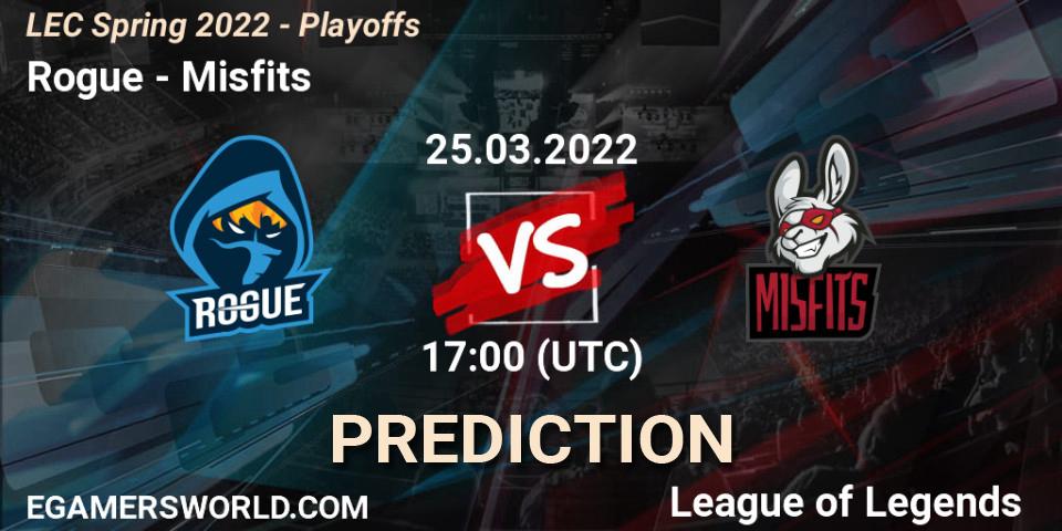 Rogue vs Misfits: Betting TIp, Match Prediction. 25.03.22. LoL, LEC Spring 2022 - Playoffs