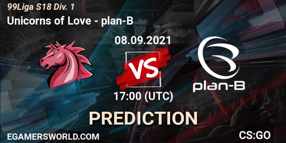 Unicorns of Love vs plan-B: Betting TIp, Match Prediction. 20.10.21. CS2 (CS:GO), 99Liga S18 Div. 1