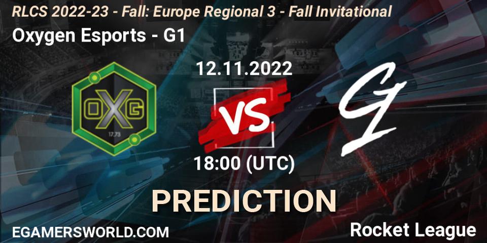 Oxygen Esports vs G1: Betting TIp, Match Prediction. 12.11.2022 at 17:55. Rocket League, RLCS 2022-23 - Fall: Europe Regional 3 - Fall Invitational