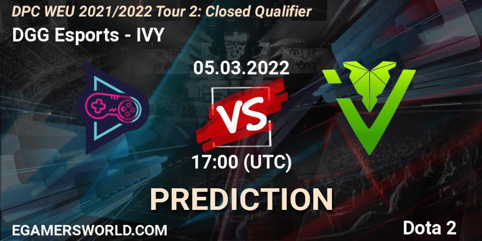 DGG Esports vs IVY: Betting TIp, Match Prediction. 05.03.2022 at 17:00. Dota 2, DPC WEU 2021/2022 Tour 2: Closed Qualifier
