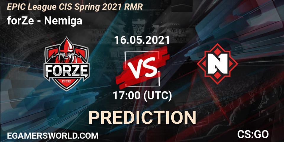 forZe vs Nemiga: Betting TIp, Match Prediction. 16.05.21. CS2 (CS:GO), EPIC League CIS Spring 2021 RMR