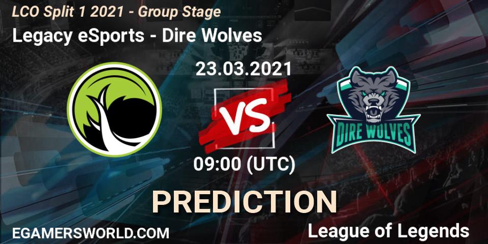 Legacy eSports vs Dire Wolves: Betting TIp, Match Prediction. 23.03.21. LoL, LCO Split 1 2021 - Group Stage