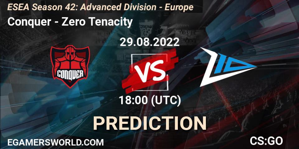 Conquer vs Zero Tenacity: Betting TIp, Match Prediction. 29.08.22. CS2 (CS:GO), ESEA Season 42: Advanced Division - Europe
