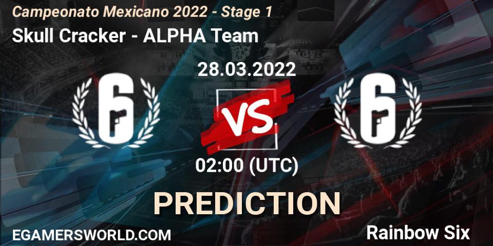 Skull Cracker vs ALPHA Team: Betting TIp, Match Prediction. 28.03.2022 at 03:00. Rainbow Six, Campeonato Mexicano 2022 - Stage 1