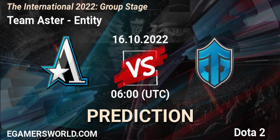 Team Aster vs Entity: Betting TIp, Match Prediction. 16.10.22. Dota 2, The International 2022: Group Stage