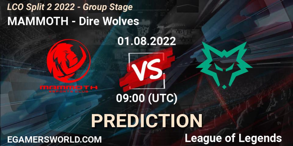MAMMOTH vs Dire Wolves: Betting TIp, Match Prediction. 01.08.22. LoL, LCO Split 2 2022 - Group Stage