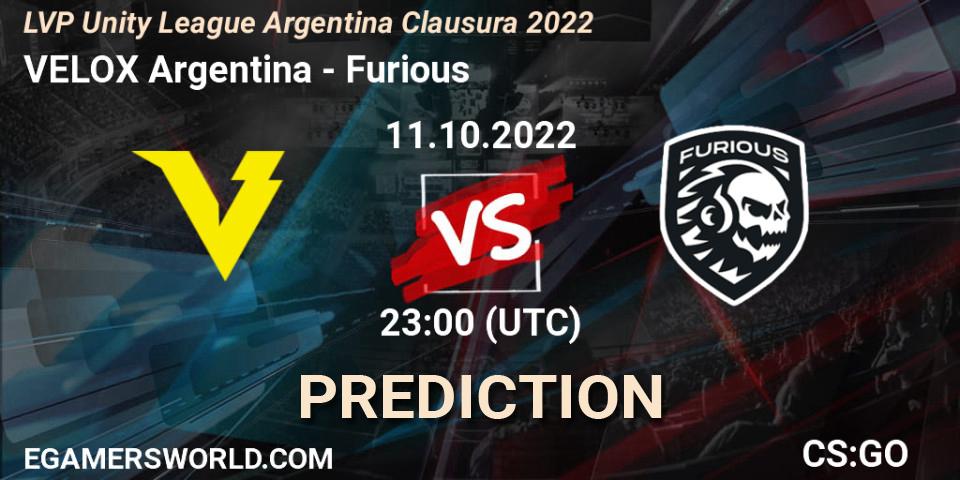 VELOX Argentina vs Furious: Betting TIp, Match Prediction. 11.10.22. CS2 (CS:GO), LVP Unity League Argentina Clausura 2022