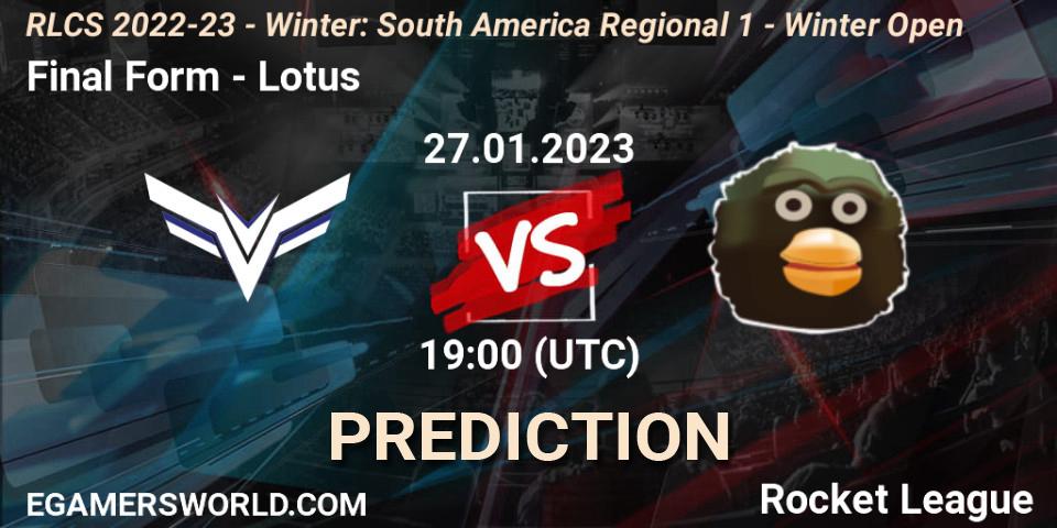 Final Form vs Lotus: Betting TIp, Match Prediction. 27.01.23. Rocket League, RLCS 2022-23 - Winter: South America Regional 1 - Winter Open