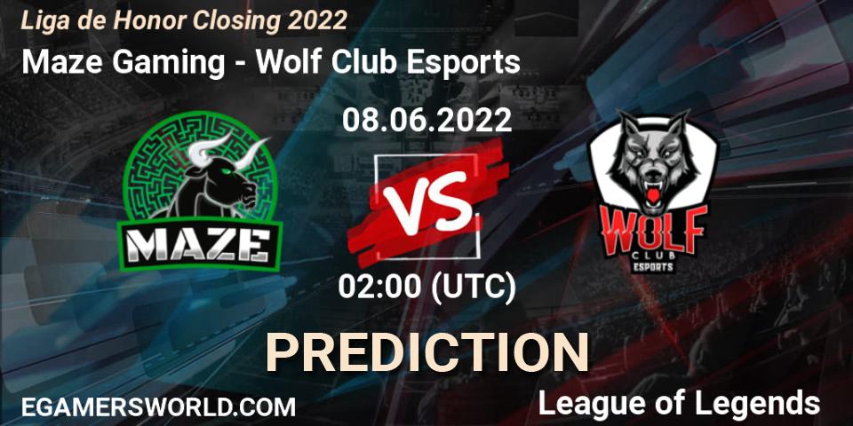 Maze Gaming vs Wolf Club Esports: Betting TIp, Match Prediction. 08.06.2022 at 02:00. LoL, Liga de Honor Closing 2022