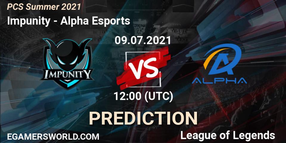 Impunity vs Alpha Esports: Betting TIp, Match Prediction. 09.07.2021 at 12:00. LoL, PCS Summer 2021