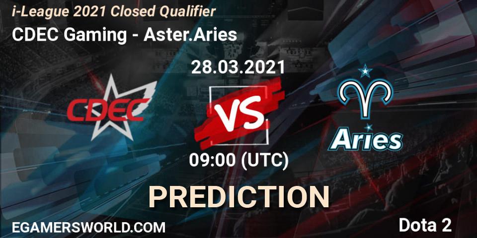 CDEC Gaming vs Aster.Aries: Betting TIp, Match Prediction. 28.03.2021 at 08:12. Dota 2, i-League 2021 Closed Qualifier