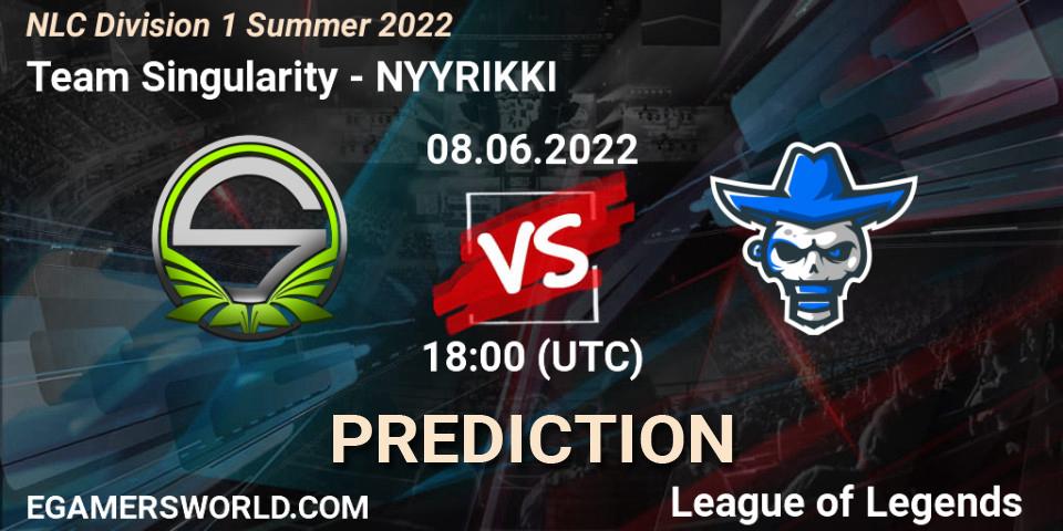 Team Singularity vs NYYRIKKI: Betting TIp, Match Prediction. 08.06.22. LoL, NLC Division 1 Summer 2022