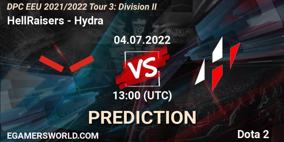 HellRaisers vs Hydra: Betting TIp, Match Prediction. 04.07.2022 at 13:00. Dota 2, DPC EEU 2021/2022 Tour 3: Division II