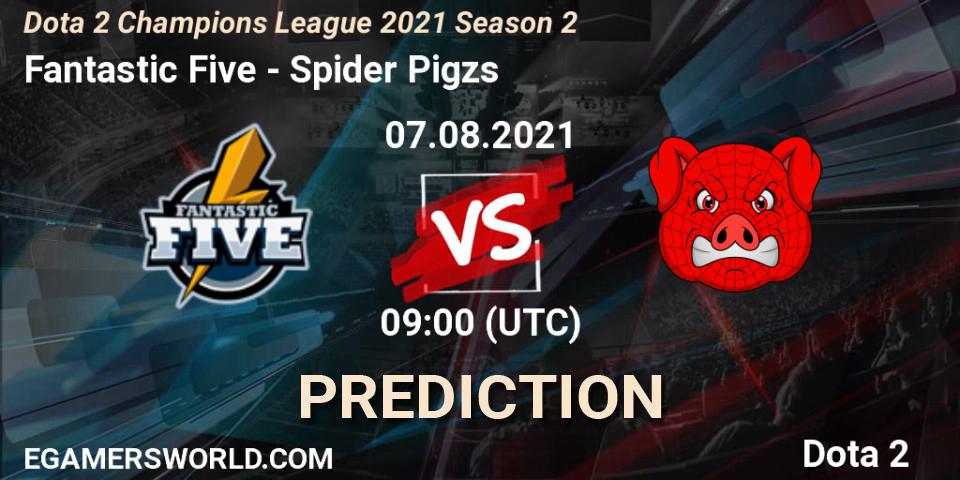 Fantastic Five vs Spider Pigzs: Betting TIp, Match Prediction. 09.08.2021 at 09:47. Dota 2, Dota 2 Champions League 2021 Season 2