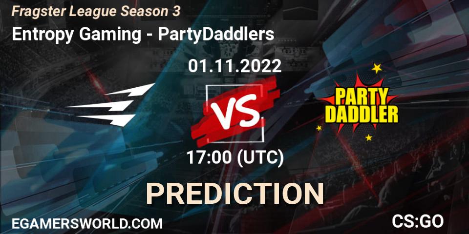 Entropy Gaming vs PartyDaddlers: Betting TIp, Match Prediction. 01.11.2022 at 17:00. Counter-Strike (CS2), Fragster League Season 3