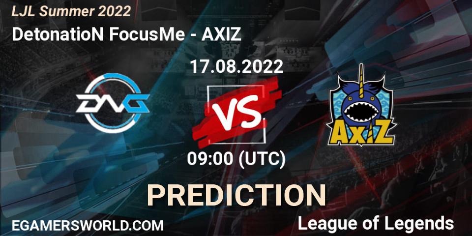 DetonatioN FocusMe vs AXIZ: Betting TIp, Match Prediction. 17.08.22. LoL, LJL Summer 2022