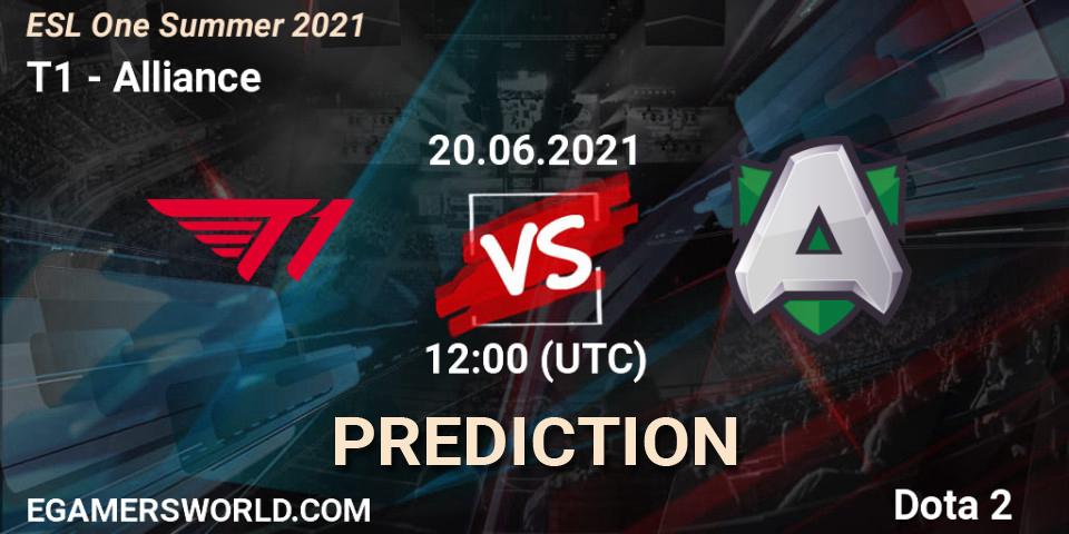 T1 vs Alliance: Betting TIp, Match Prediction. 20.06.2021 at 11:55. Dota 2, ESL One Summer 2021