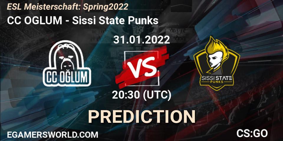CC OGLUM vs Sissi State Punks: Betting TIp, Match Prediction. 31.01.2022 at 20:30. Counter-Strike (CS2), ESL Meisterschaft: Spring 2022