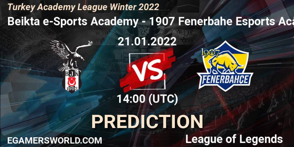 Beşiktaş e-Sports Academy vs 1907 Fenerbahçe Esports Academy: Betting TIp, Match Prediction. 21.01.2022 at 14:00. LoL, Turkey Academy League Winter 2022