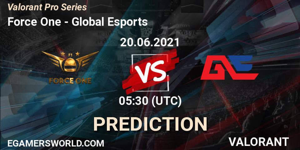 Force One vs Global Esports: Betting TIp, Match Prediction. 20.06.2021 at 06:30. VALORANT, Valorant Pro Series
