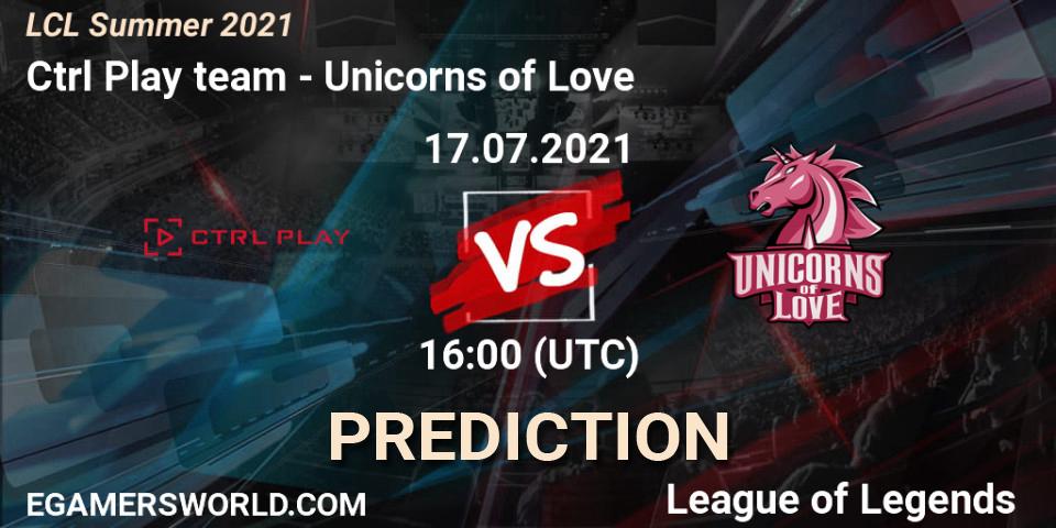 Ctrl Play team vs Unicorns of Love: Betting TIp, Match Prediction. 17.07.21. LoL, LCL Summer 2021