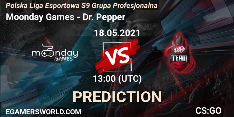 Moonday Games vs Dr. Pepper: Betting TIp, Match Prediction. 18.05.2021 at 13:00. Counter-Strike (CS2), Polska Liga Esportowa S9 Grupa Profesjonalna