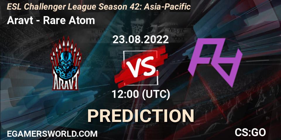 Aravt vs Rare Atom: Betting TIp, Match Prediction. 23.08.2022 at 12:00. Counter-Strike (CS2), ESL Challenger League Season 42: Asia-Pacific